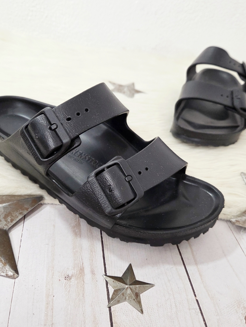 Birkenstock Arizona Essentials EVA sandal black double buckle light women's sz 7 - Picture 2 of 7